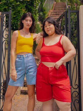 Big Bud Press Carpenter Shorts in Mustang Red